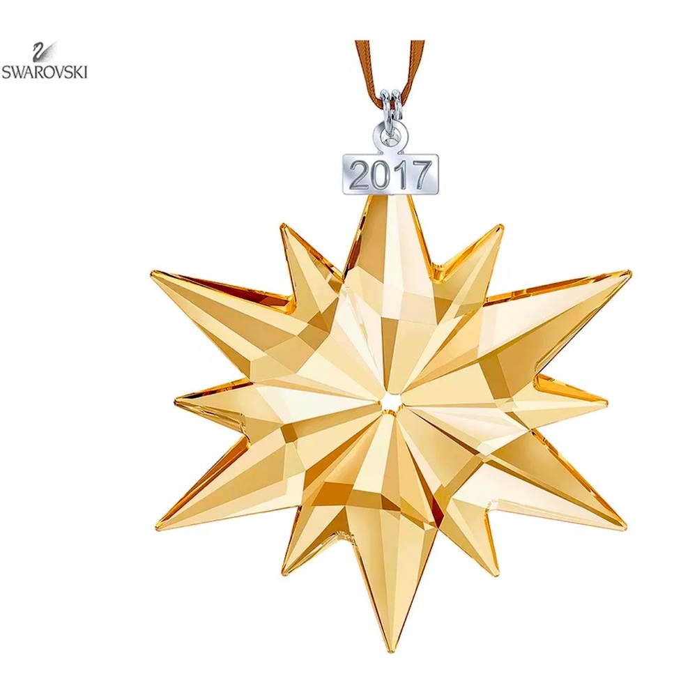 NIB Swarovski SCS Annual Ed 2017 Gold Crystal Large Snowflake Ornament #5268827